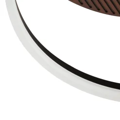Lucande LED-kattovalaisin Orven, musta/puu, Ø50cm, himmennettävä