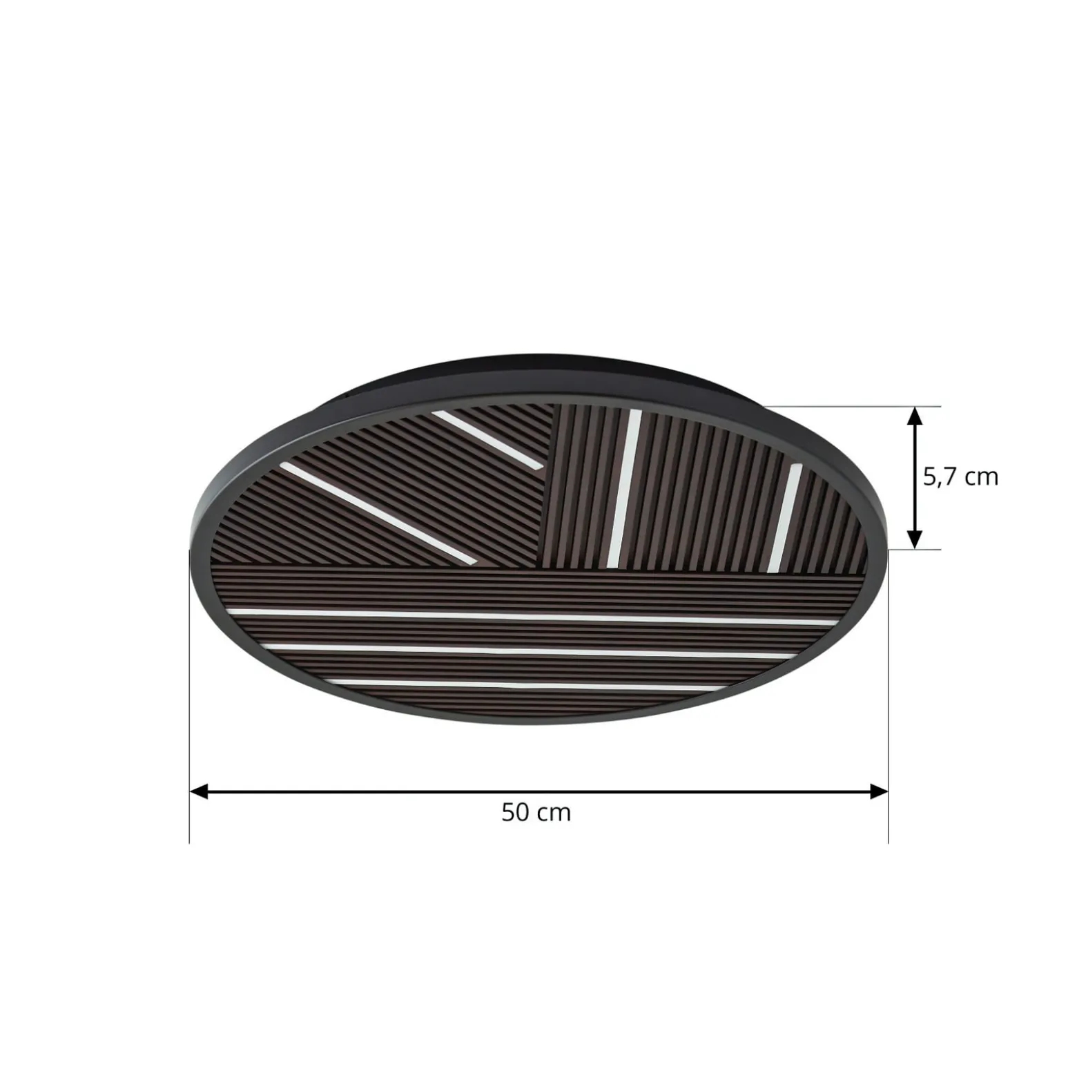 Lucande LED-kattovalaisin Orven, puu, Ø 50 cm, himmennettävä