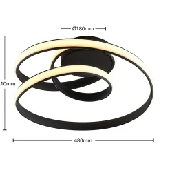 Lucande LED kattovalaisin Sakina, musta, metalli, Ø 48cm