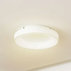 Lucande LED-kattovalaisin Samvel, Ø 38,4 cm, valkoinen, rautainen