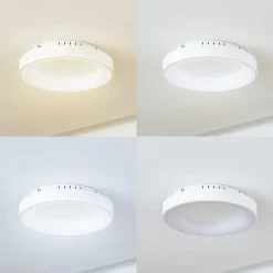 Lucande LED-kattovalaisin Samvel, Ø 38,4 cm, valkoinen, rautainen