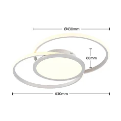 Lucande LED-kattovalaisin Senne, 63 cm, hopea, alumiini