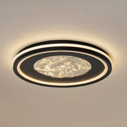Lucande LED-kattovalaisin Tillian, musta/kulta, 50 cm, himmennettävä