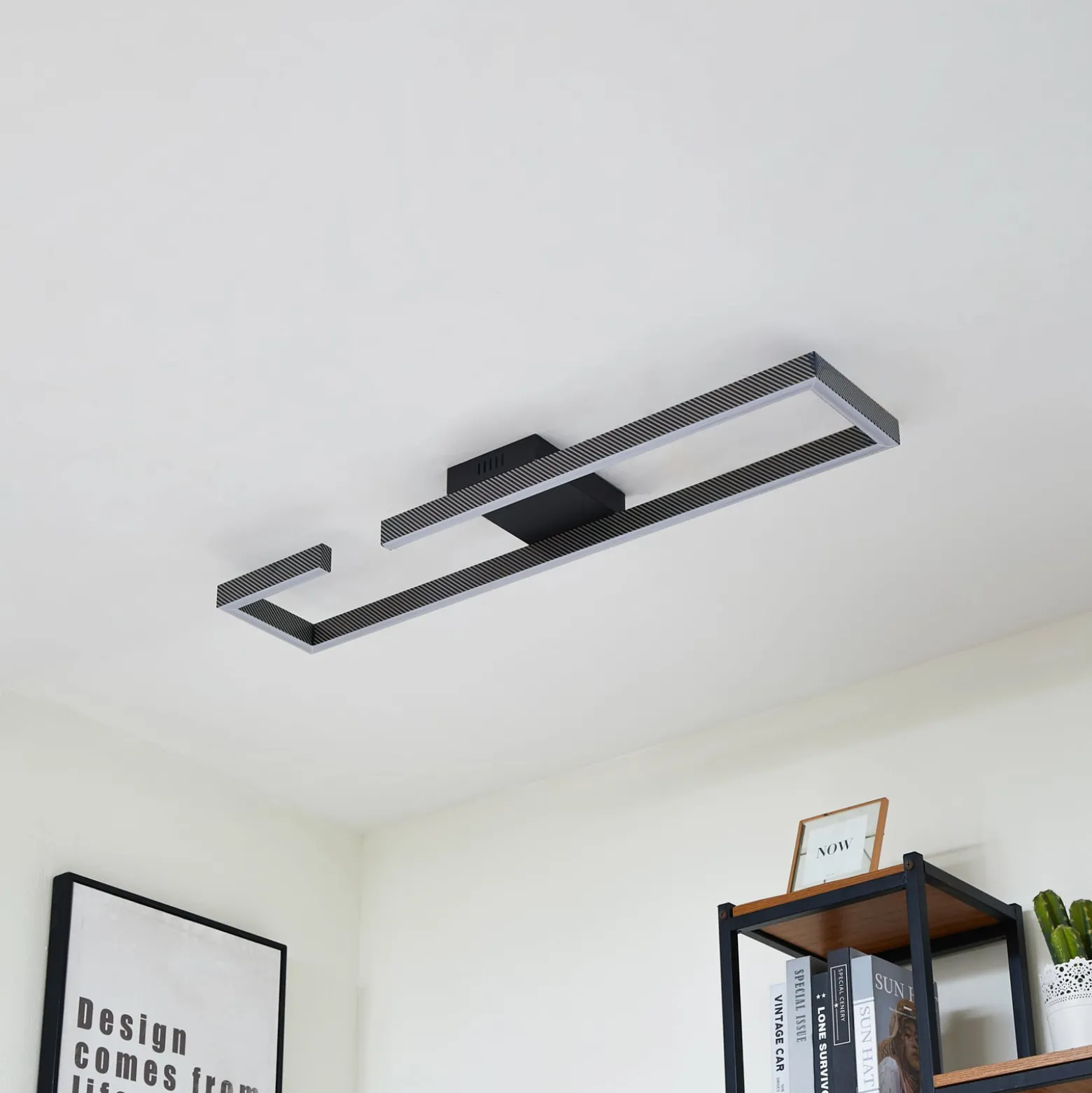 Lucande LED-kattovalaisin Yvor, 100 cm, musta, alumiinia