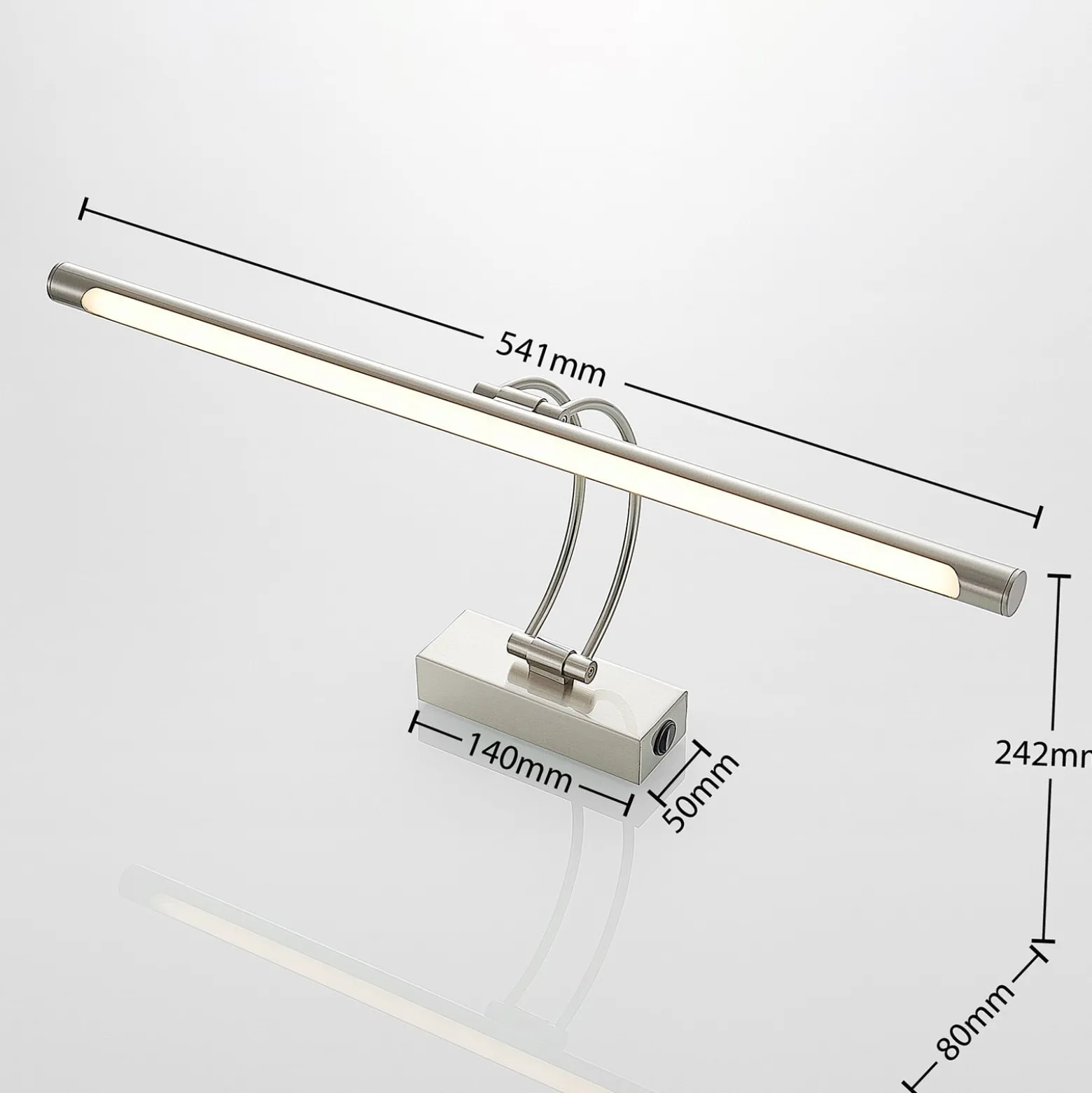 Lucande LED kuvavalaisin Dimitrij, nikkeli, metalli, 54cm