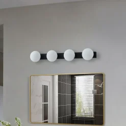 Lucande LED-kylpyhuoneen seinävalaisin Myrra, musta, lasi, 60 cm, IP44