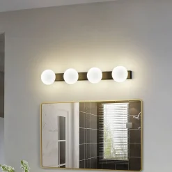Lucande LED-kylpyhuoneen seinävalaisin Myrra, musta, lasi, 60 cm, IP44