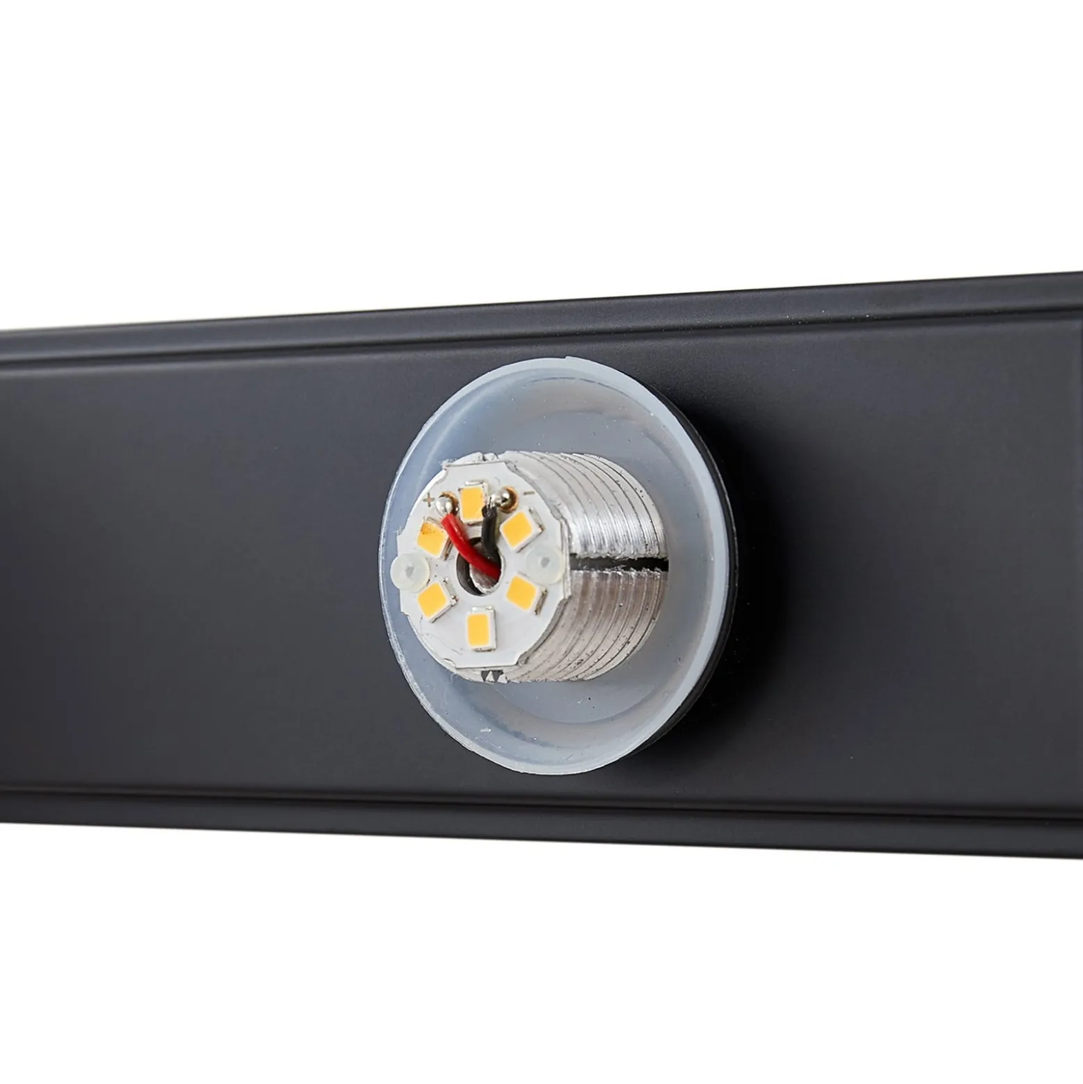 Lucande LED-kylpyhuoneen seinävalaisin Myrra, musta, lasi, 60 cm, IP44