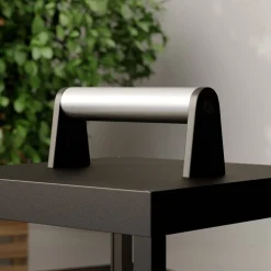 Lucande LED ladattava pöytävalaisin Cube, alumiini, IP54, himmennettävä
