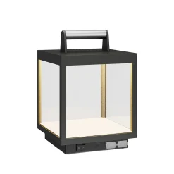Lucande LED ladattava pöytävalaisin Cube, alumiini, IP54, himmennettävä