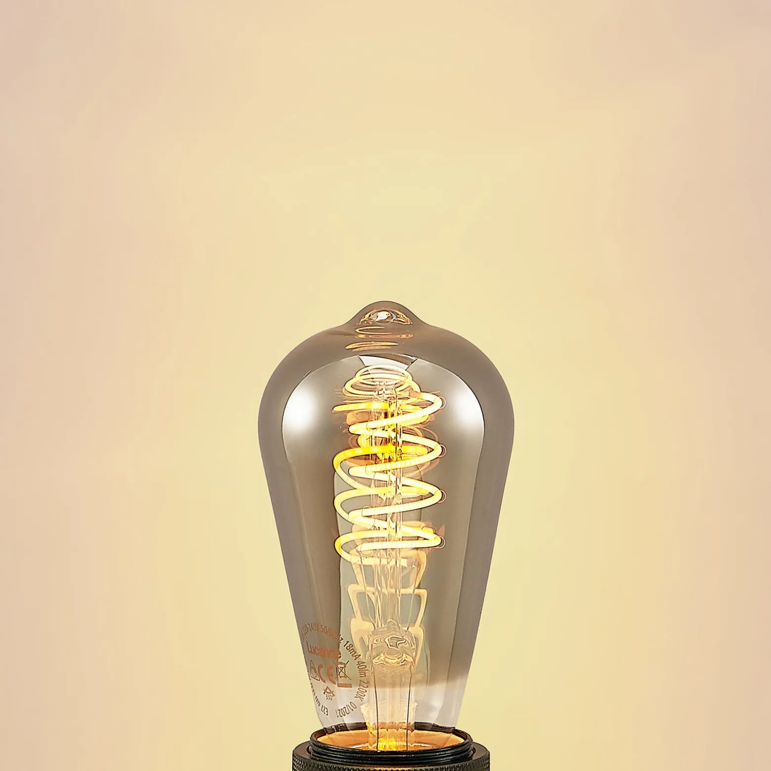 Lucande LED-lamppu E27 ST64 4 W titaani 1 800 K himmennettävä