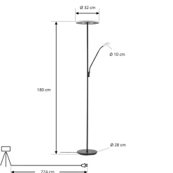 Lucande LED-lattiavalaisin Raymond, musta, CCT, lukuvalo