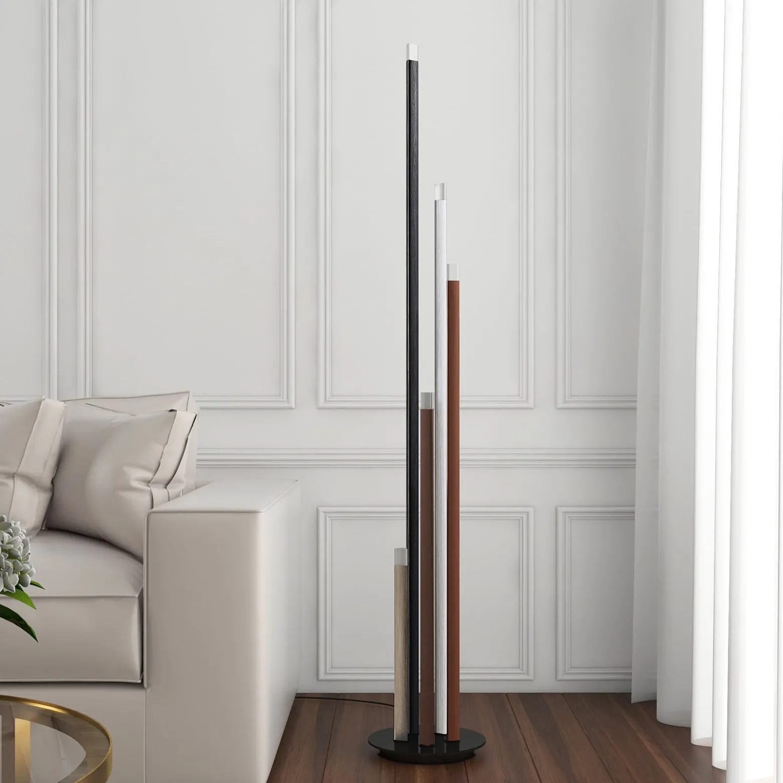 Lucande LED-lattiavalaisin Stoika, 150 cm, 5-lamppuinen, metallia