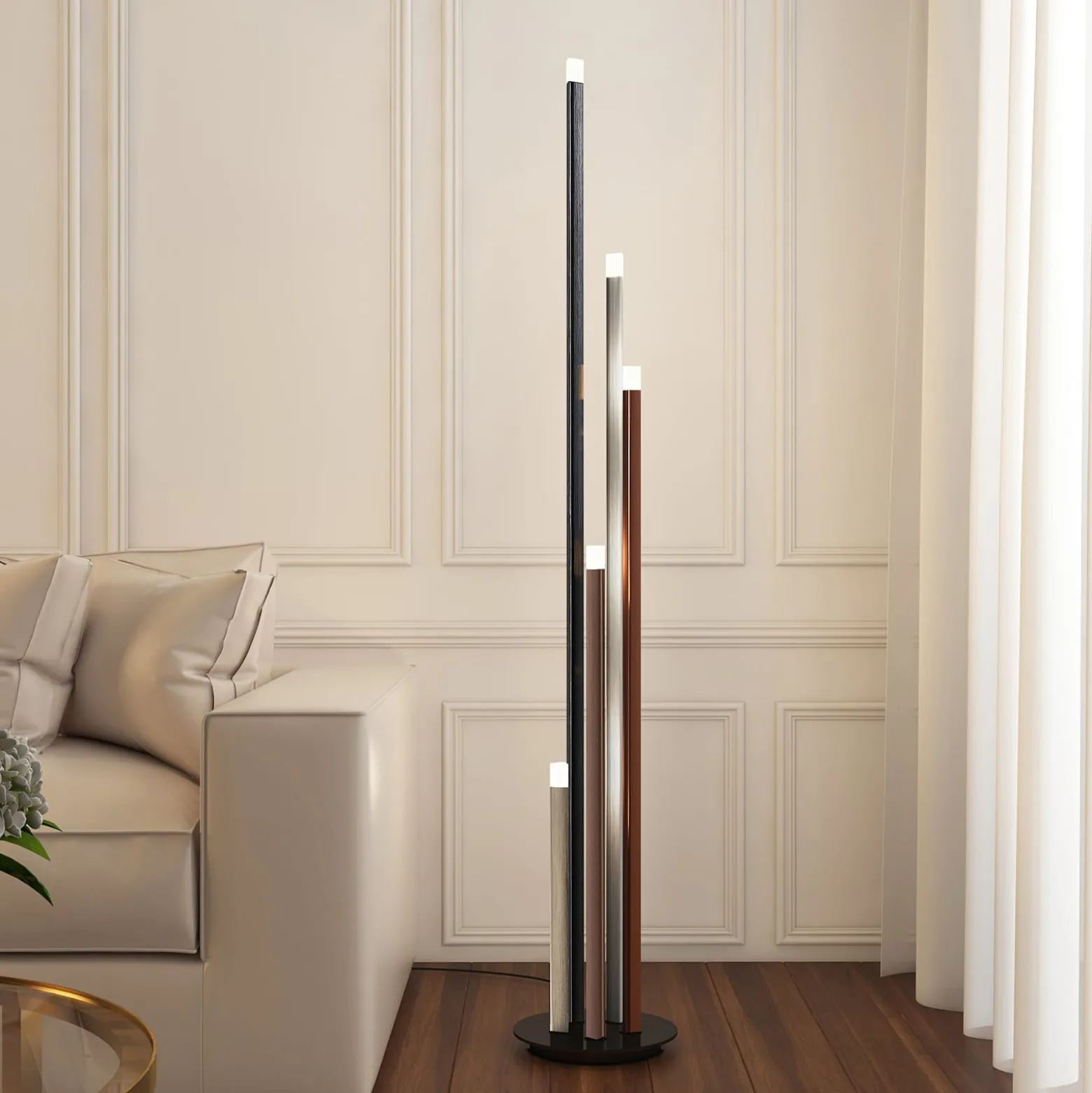 Lucande LED-lattiavalaisin Stoika, 150 cm, 5-lamppuinen, metallia