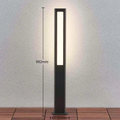 Lucande LED polkuvalaisin Mhairi, kulmikas, antrasiitti, 100 cm