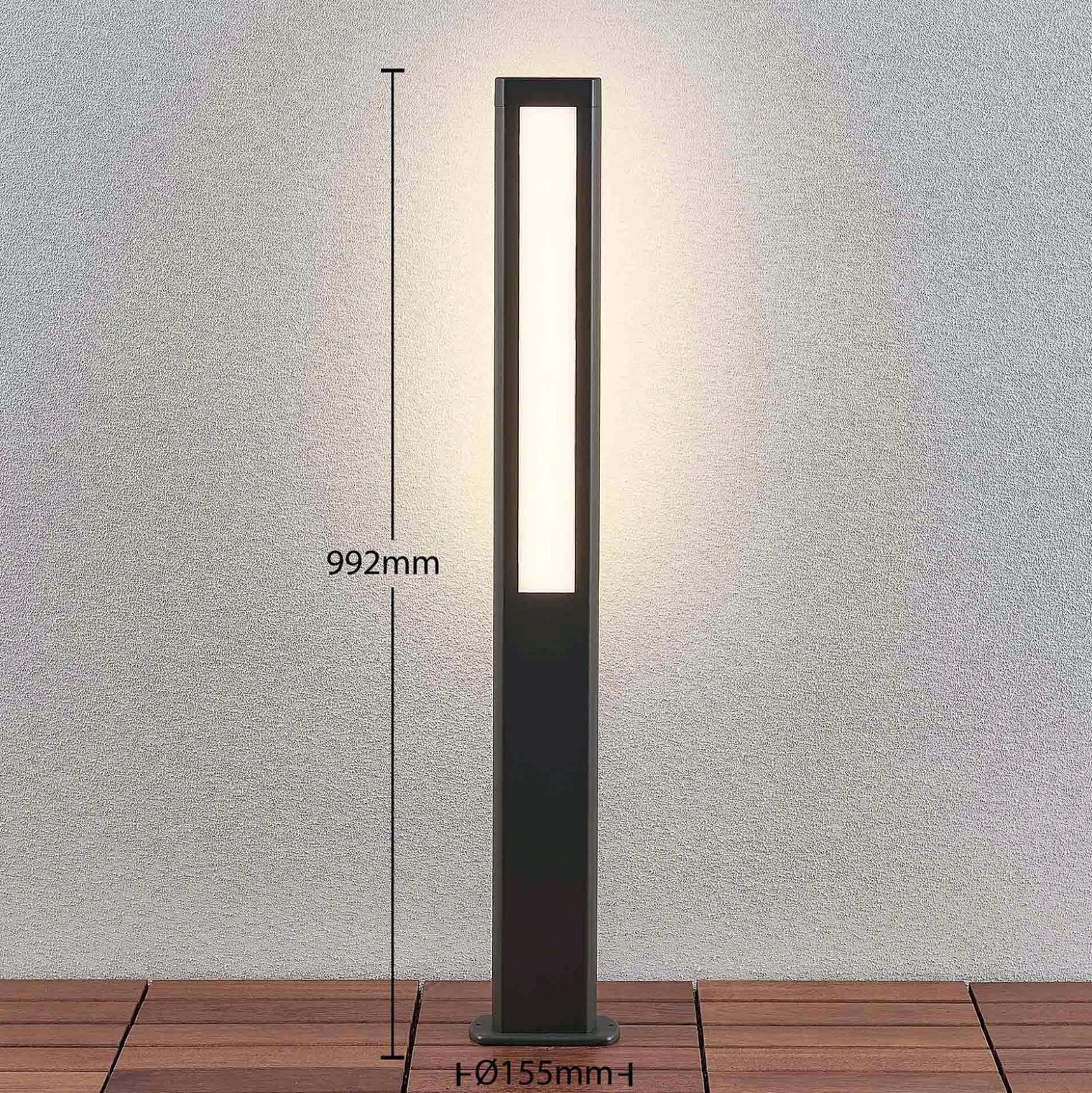 Lucande LED polkuvalaisin Mhairi, kulmikas, antrasiitti, 100 cm