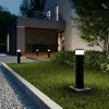 Lucande LED-pollarilamppu Corban, harmaa, ovi, pistorasiat, IP44