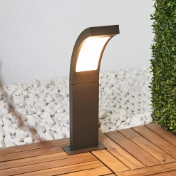 Lucande LED-pollarivalaisin Juvia, 40 cm, antrasiitti, IP54