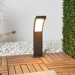 Lucande LED-pollarivalaisin Juvia, 40 cm, antrasiitti, IP54