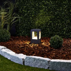 Lucande LED-pollarivalaisin Nicola, 20 cm, antrasiitti, IP54