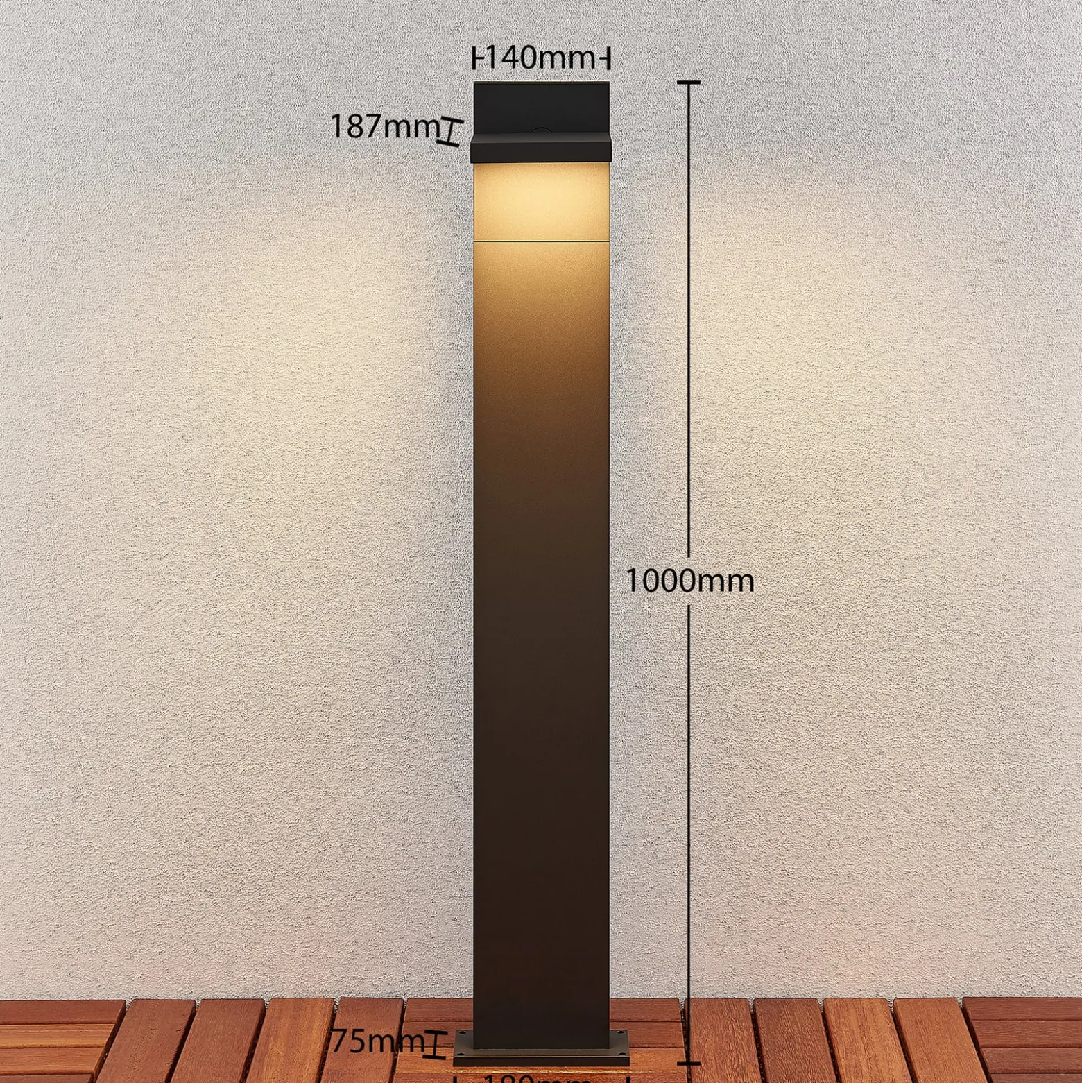 Lucande LED-pollarivalaisin Silvan, 100 cm, antrasiitti, metallia