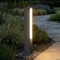 Lucande LED-pollarivalaisin Teerk, korkeus 50 cm, antrasiitti, IP65