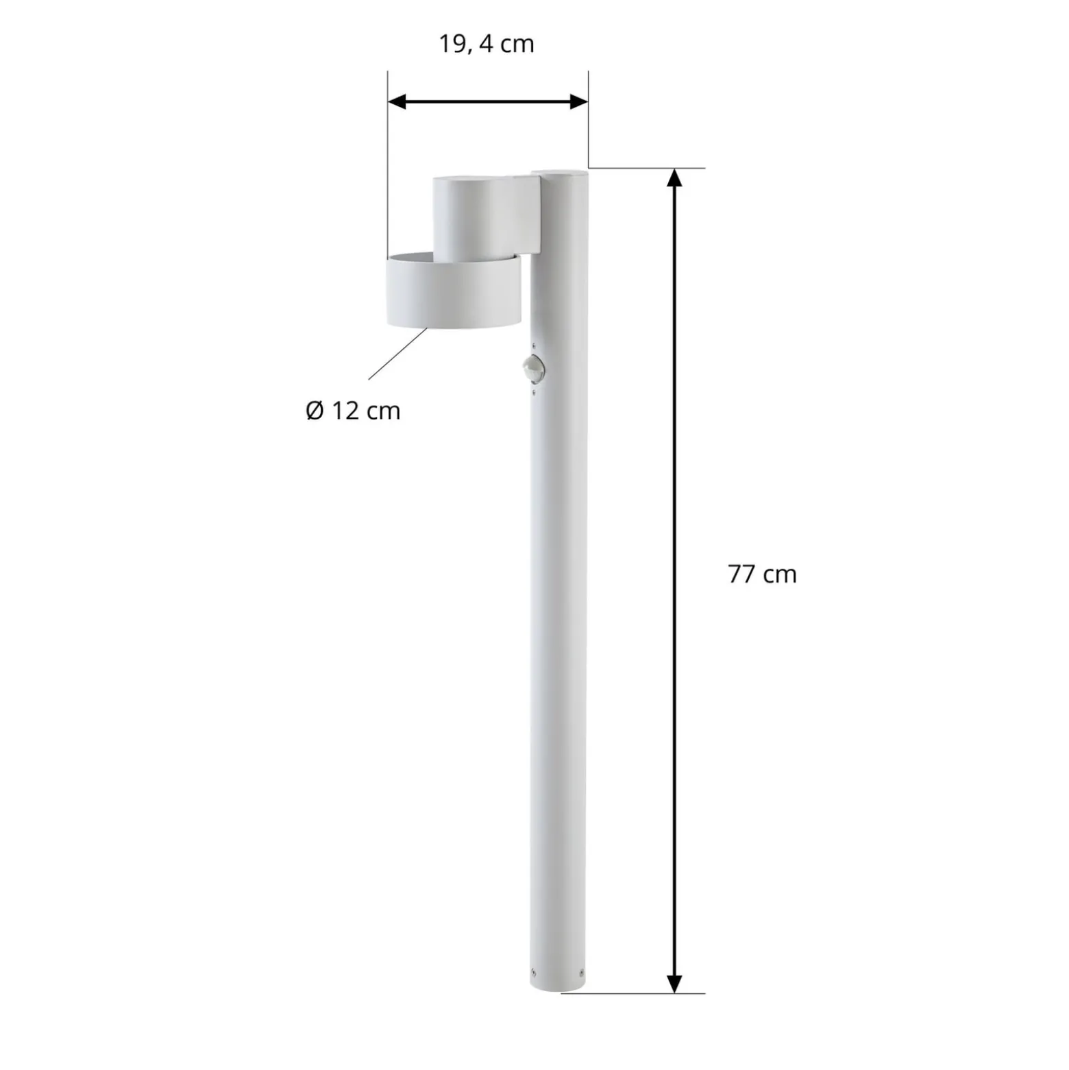 Lucande LED-pylväsvalaisin Elune, vaaleanharmaa, liiketunnistin, IP44, 77 cm