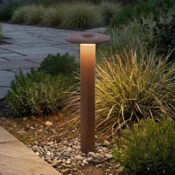 Lucande LED-pylväsvalaisin Haloa, ruskea/ruoste, korkeus 50 cm, IP54
