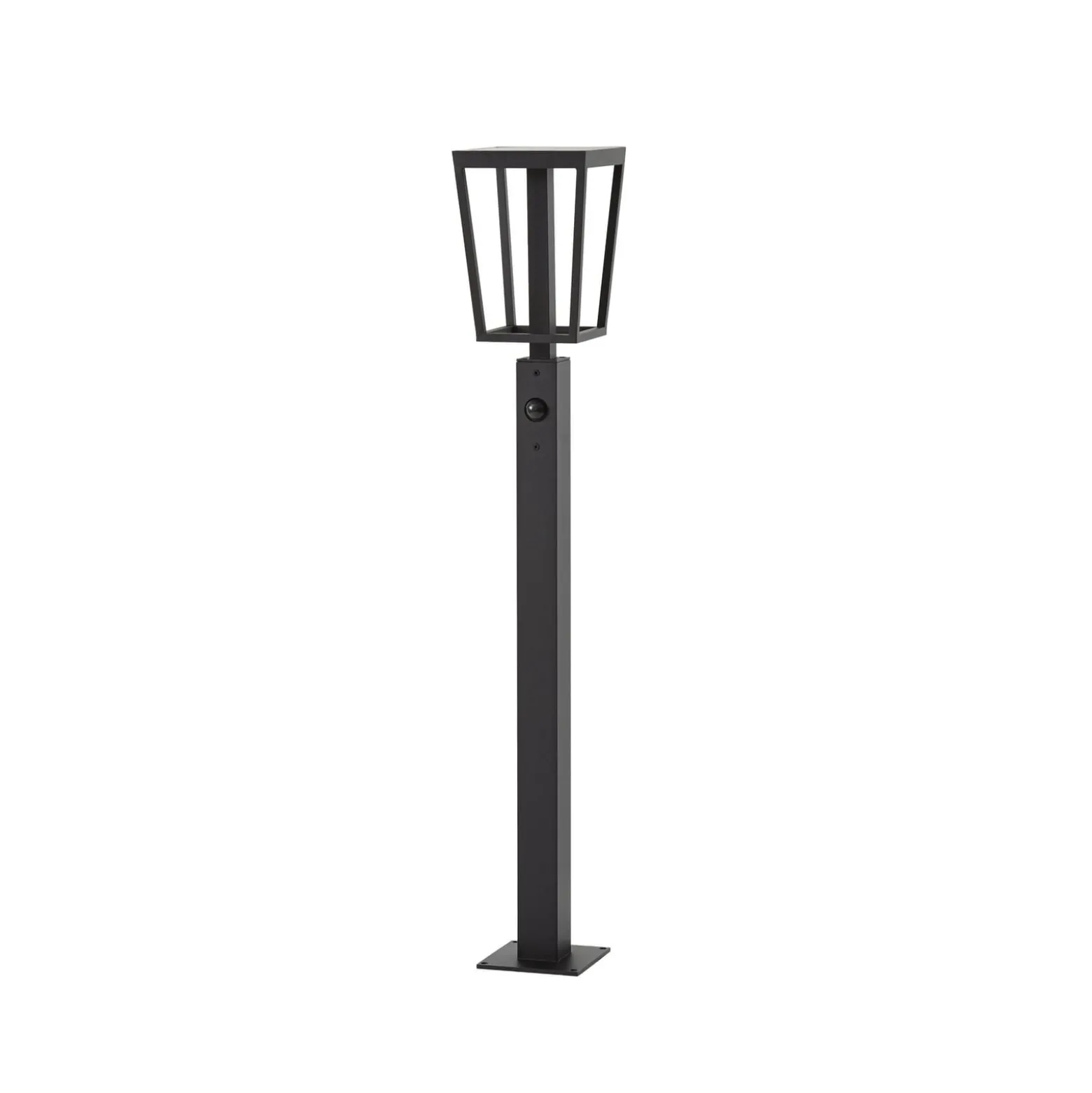 Lucande LED-pylväsvalaisin Lynx, 95,5 cm, musta, IP65, liiketunnistin