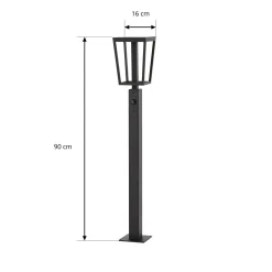 Lucande LED-pylväsvalaisin Lynx, 95,5 cm, musta, IP65, liiketunnistin
