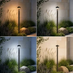 Lucande LED-pylväsvalaisin Nirella, 100 cm, musta, CCT, liiketunnistin
