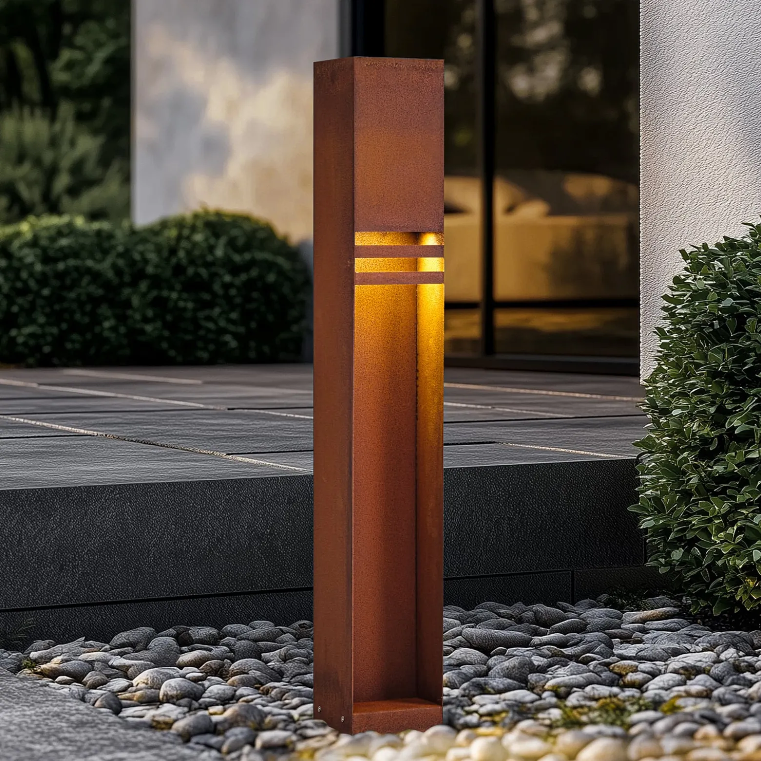 Lucande LED-pylväsvalaisin Oxido, ruosteenvärinen, korkeus 80 cm, IP44