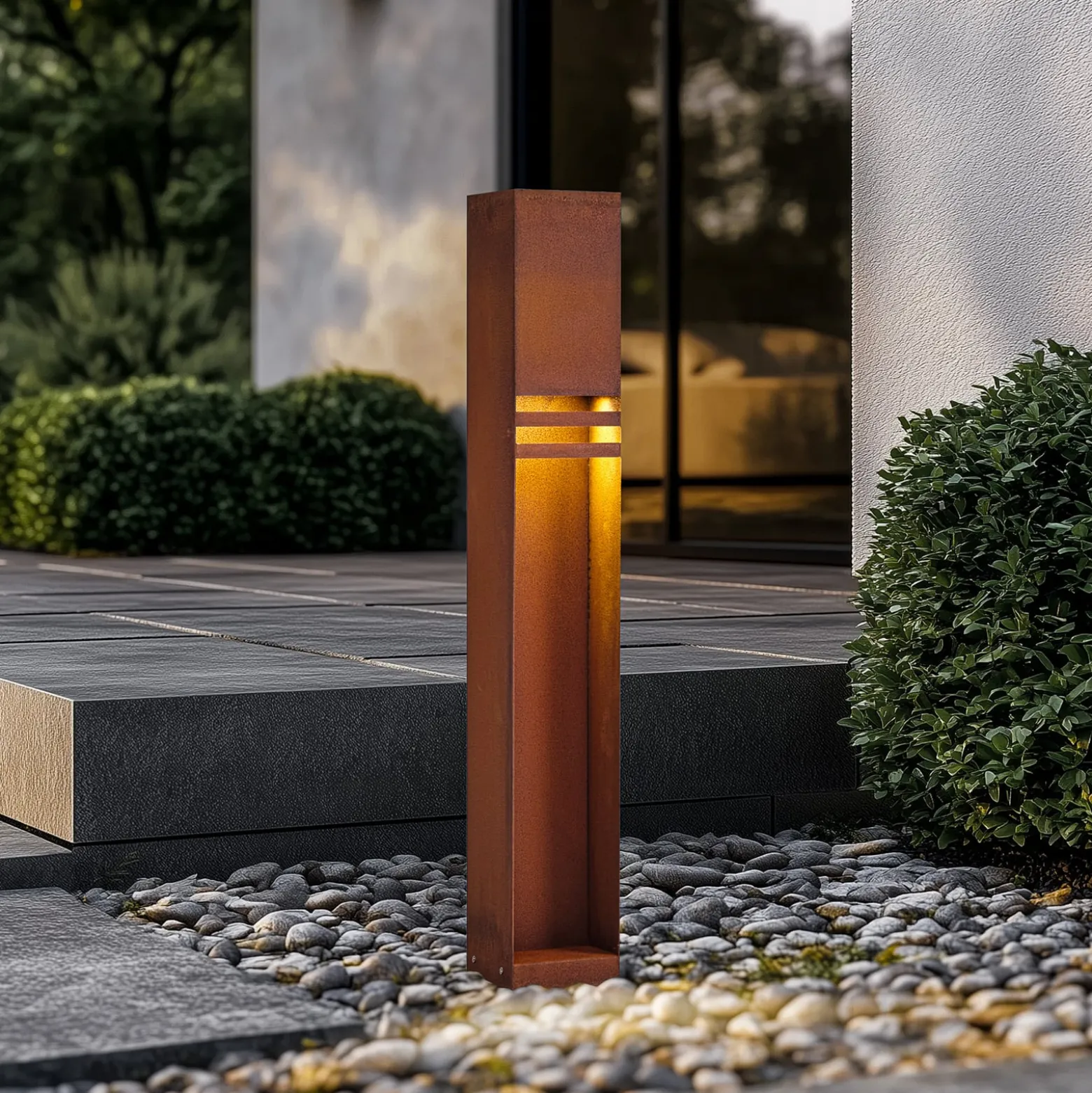 Lucande LED-pylväsvalaisin Oxido, ruosteenvärinen, korkeus 80 cm, IP44