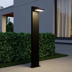 Lucande LED-pylväsvalaisin Silvan, antrasiitti, 100 cm, liiketunnistin