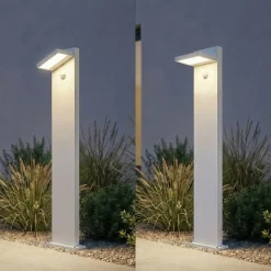Lucande LED-pylväsvalaisin Silvan, valkoinen, 100 cm, liiketunnistin, IP54