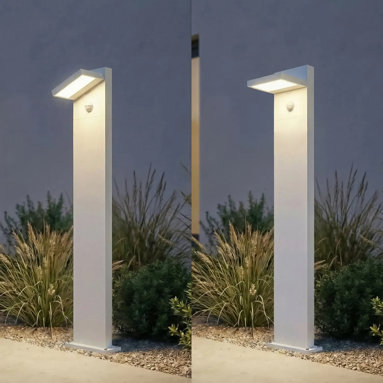 Lucande LED-pylväsvalaisin Silvan, valkoinen, 100 cm, liiketunnistin, IP54