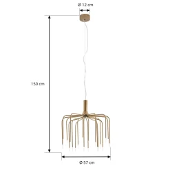 Lucande LED-riippuvalaisin Ariadne, halkaisija 57 cm, mattakulta, 20 lamellia