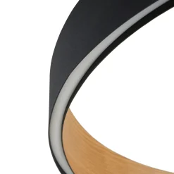 Lucande LED-riippuvalaisin Daelor, musta/puu, CCT, himmennettävä