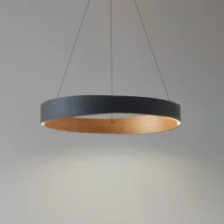 Lucande LED-riippuvalaisin Daelor, musta/puu, CCT, himmennettävä