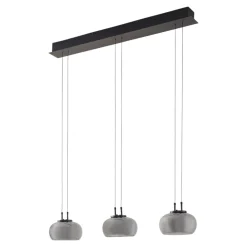 Lucande LED-riippuvalaisin Dain, 3-valo, savunharmaa, lasi