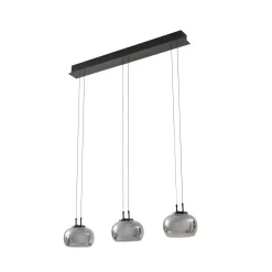 Lucande LED-riippuvalaisin Dain, 3-valo, savunharmaa, lasi