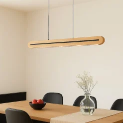 Lucande LED-riippuvalaisin Darnor, puu, CCT, pituus 100 cm