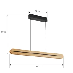 Lucande LED-riippuvalaisin Darnor, puu, CCT, pituus 100 cm