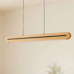 Lucande LED-riippuvalaisin Darnor, puu, CCT, pituus 100 cm