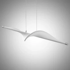 Lucande LED-riippuvalaisin Edano, 122 cm, valkoinen, tekstiili, himmennettävä