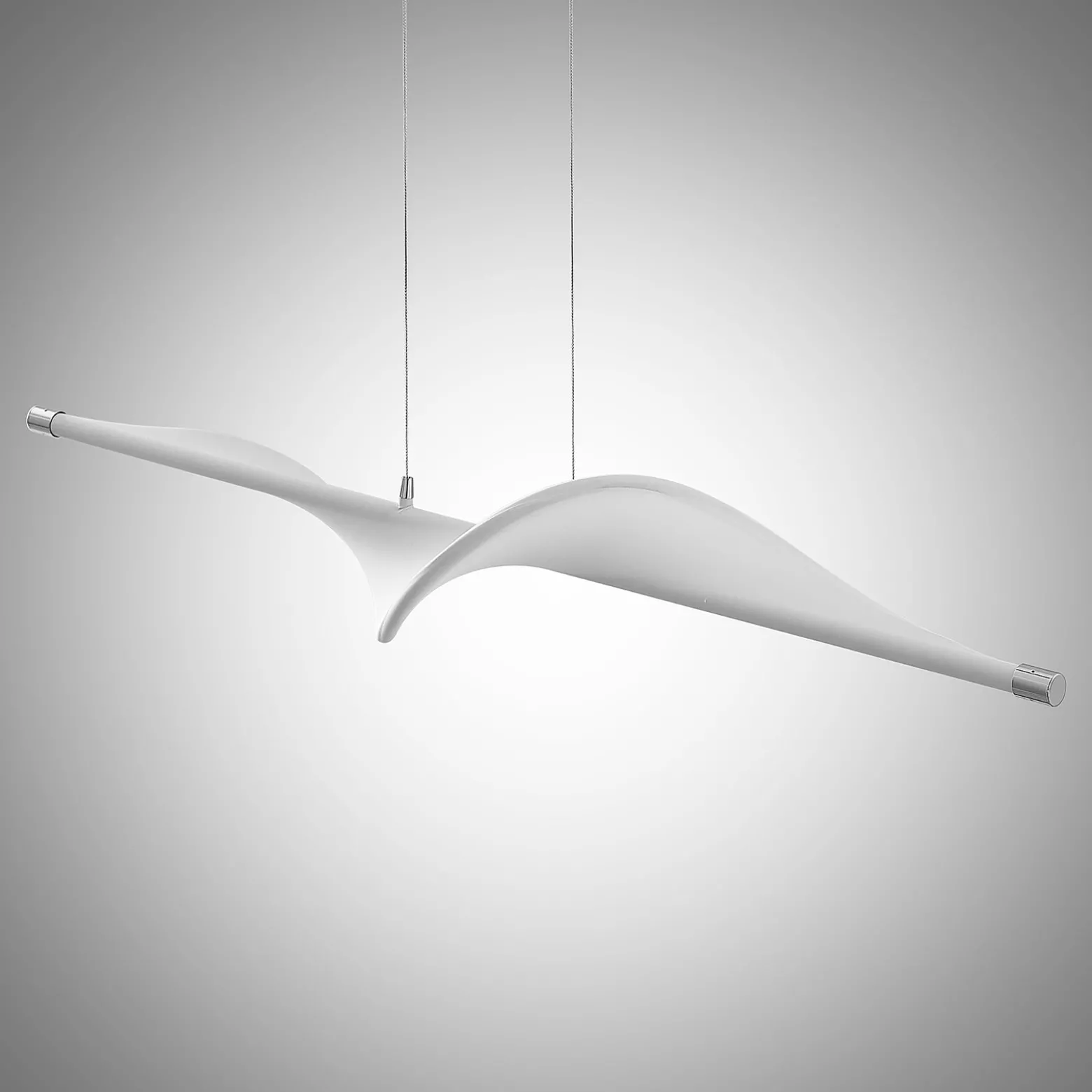 Lucande LED-riippuvalaisin Edano, 122 cm, valkoinen, tekstiili, himmennettävä