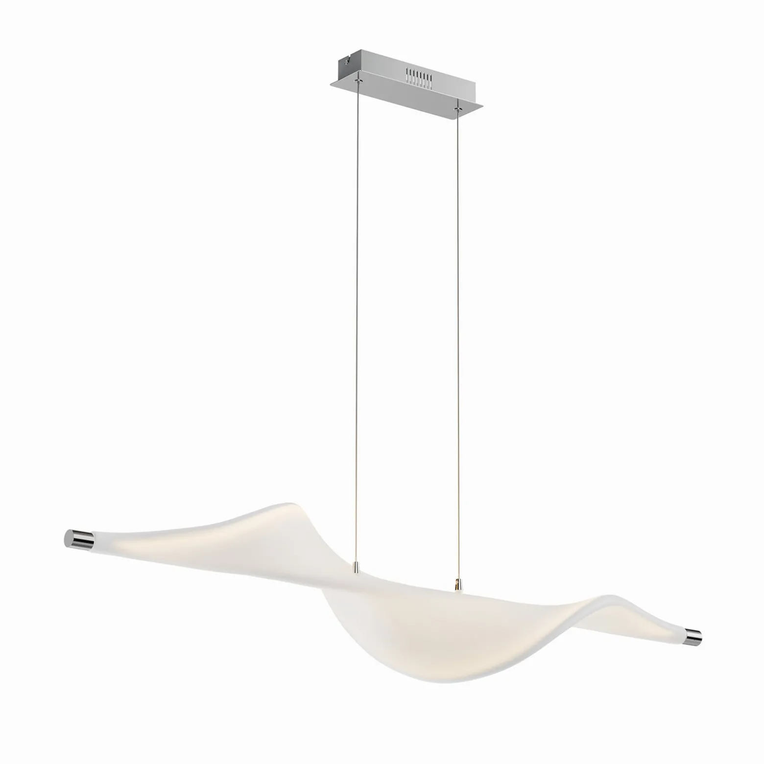 Lucande LED-riippuvalaisin Edano, 122 cm, valkoinen, tekstiili, himmennettävä