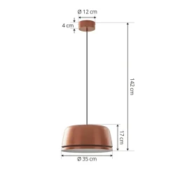 Lucande LED-riippuvalaisin Faelinor, kupari, alumiini, Ø 35 cm