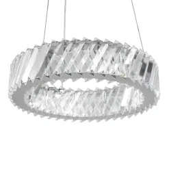 Lucande LED-riippuvalaisin Glacis, kristalli, Ø 40 cm, kromi
