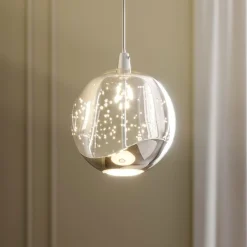 Lucande LED-riippuvalaisin Hayley, Ø 9 cm, krominvärinen, lasi